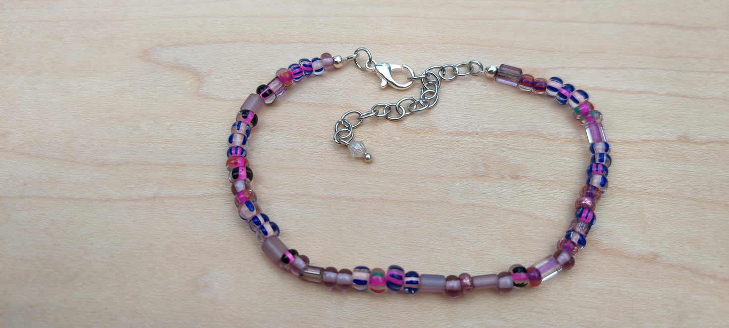 Purple Glass Beads Bracelet