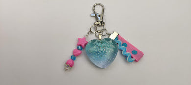 Blue Sky Clouds Heart Charm Keychain