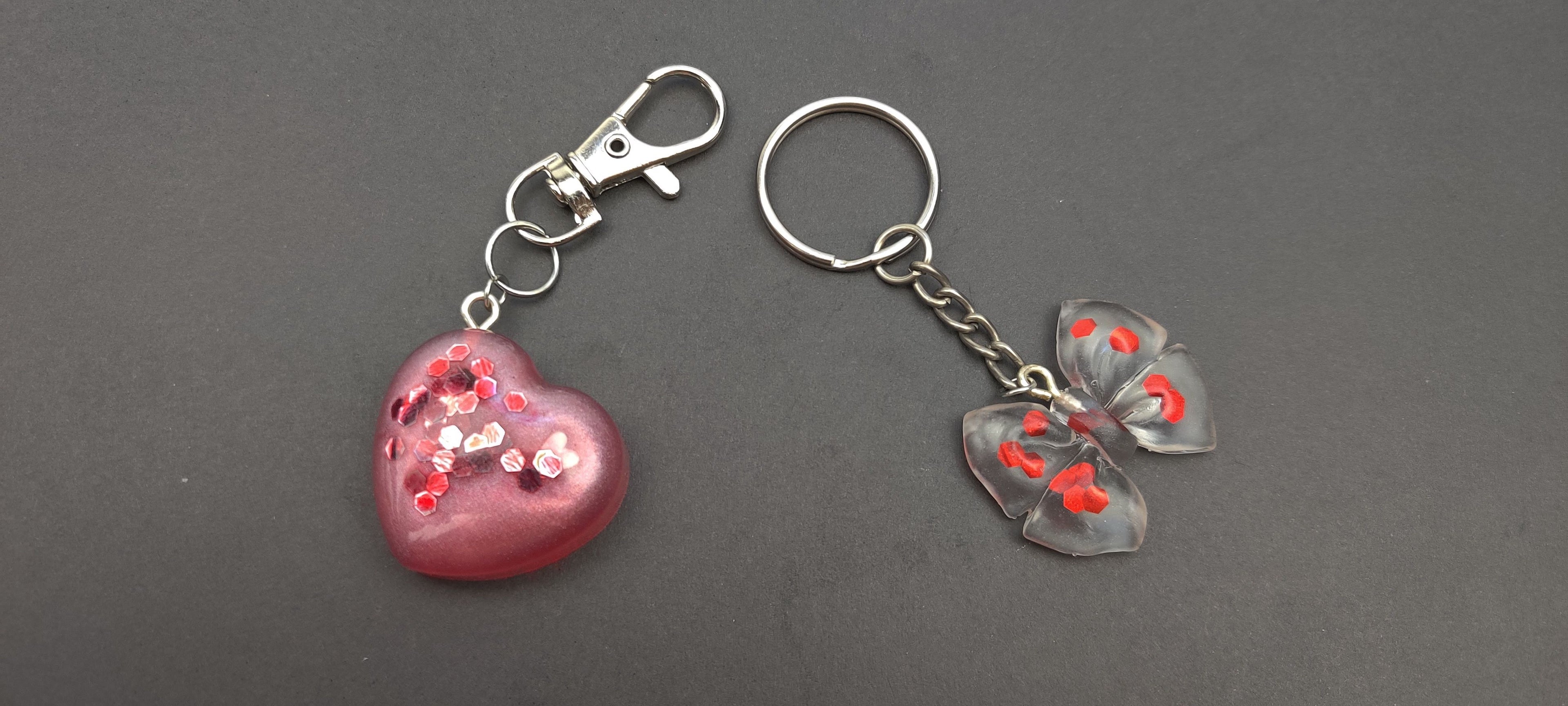 Red Heart and Bow Charm Keychain