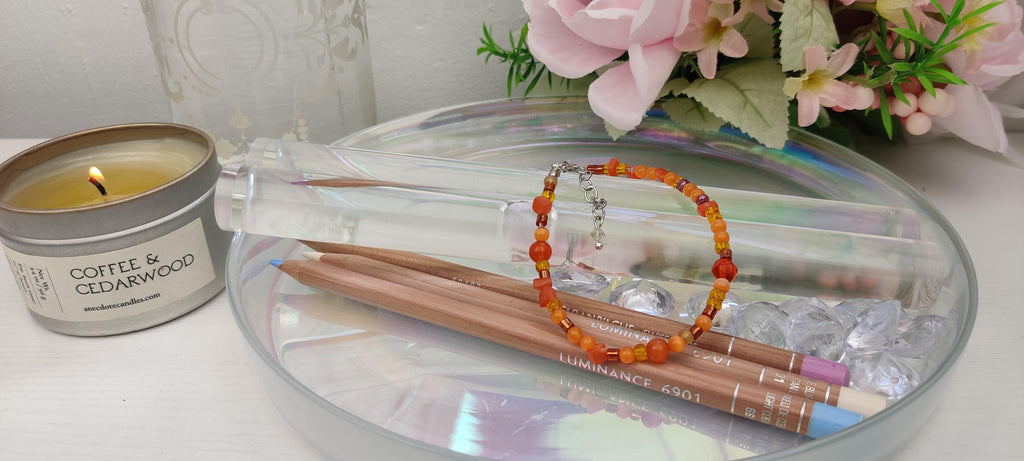 Orange Glass Beads Bracelet