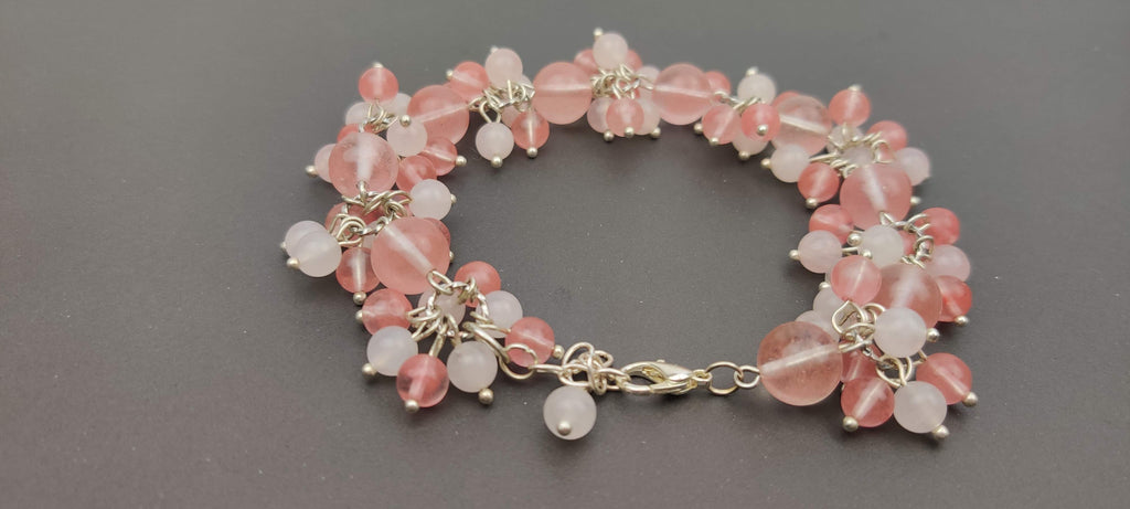 Natural Rose Quartz Beads Loaded on Chain Bracelet
