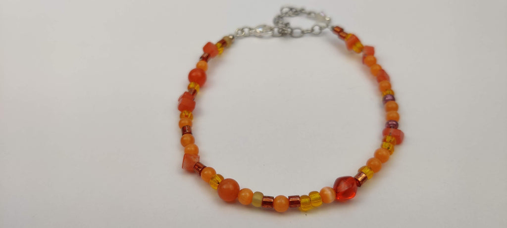 Orange Glass Beads Bracelet