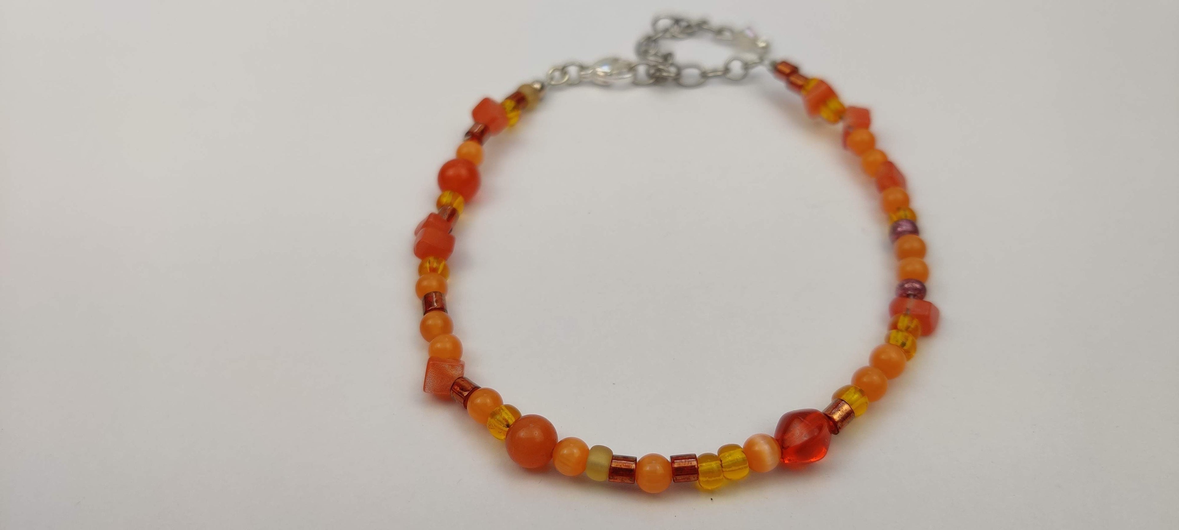 Orange Glass Beads Bracelet