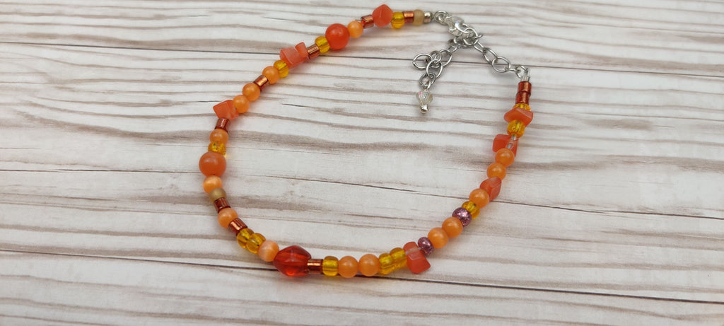 Orange Glass Beads Bracelet