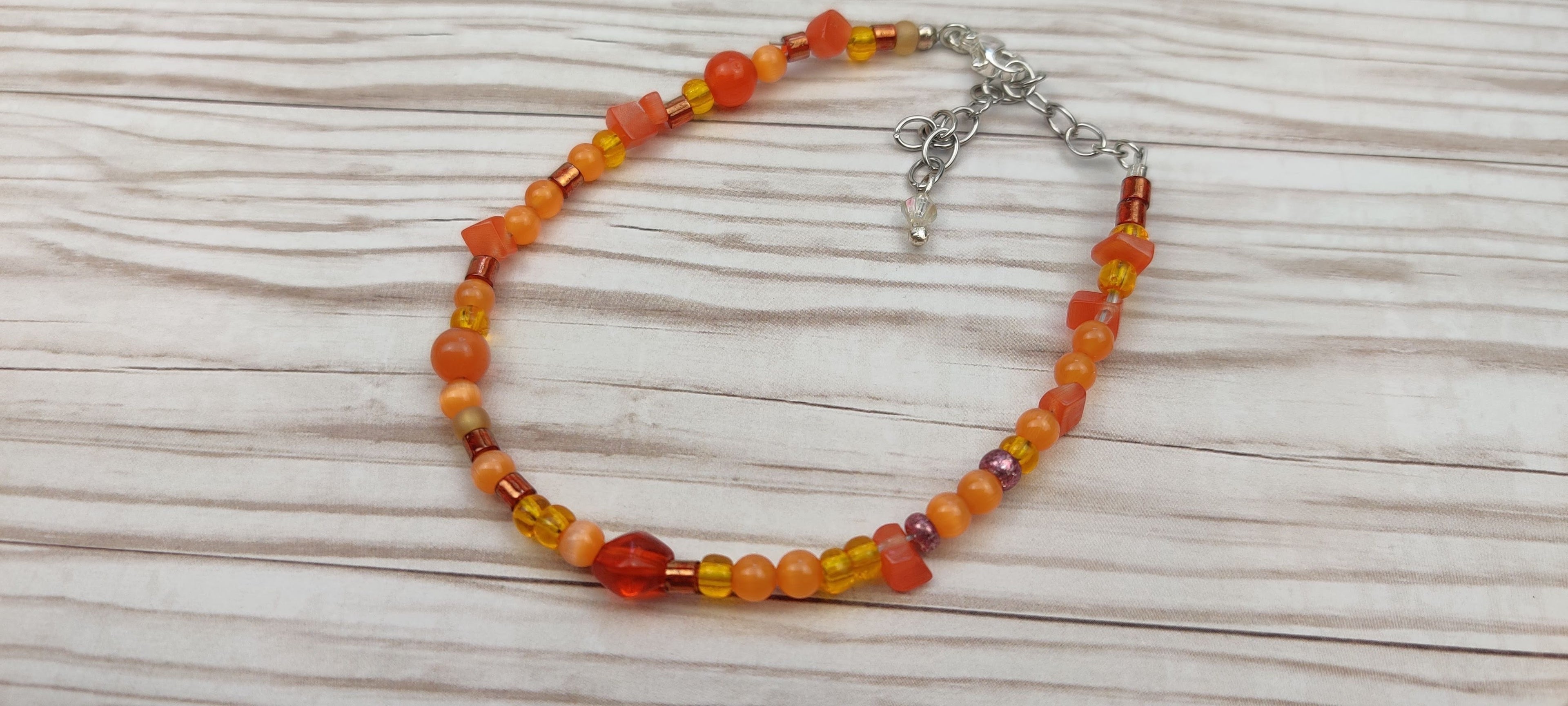 Orange Glass Beads Bracelet