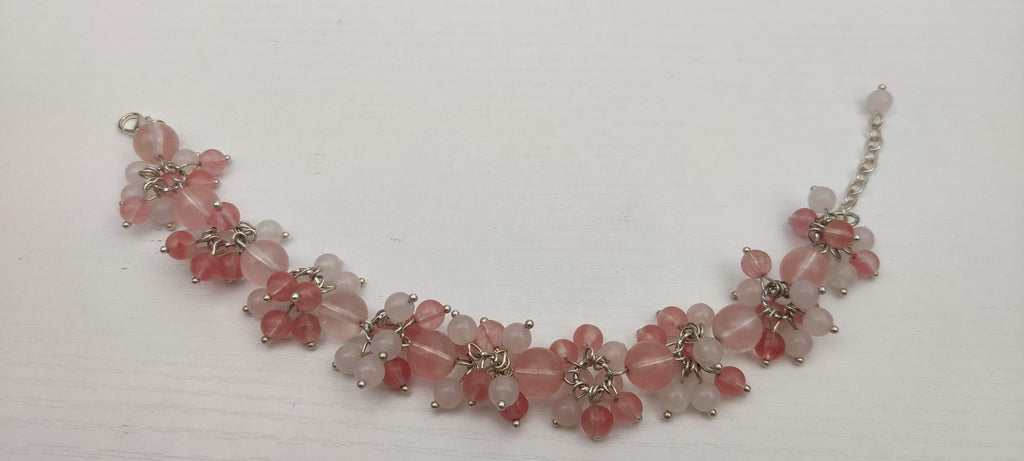 Natural Rose Quartz Beads Loaded on Chain Bracelet
