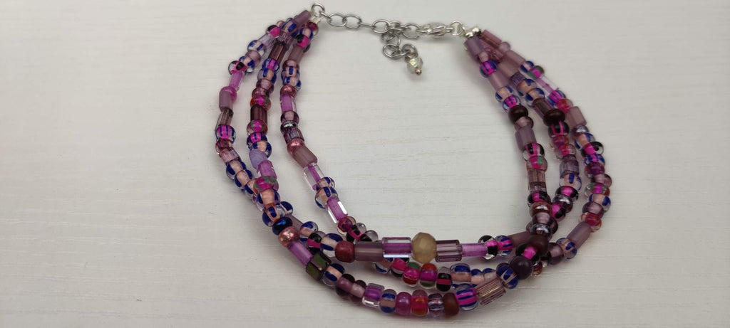 Three Strand Bracelet with Purple Beads
