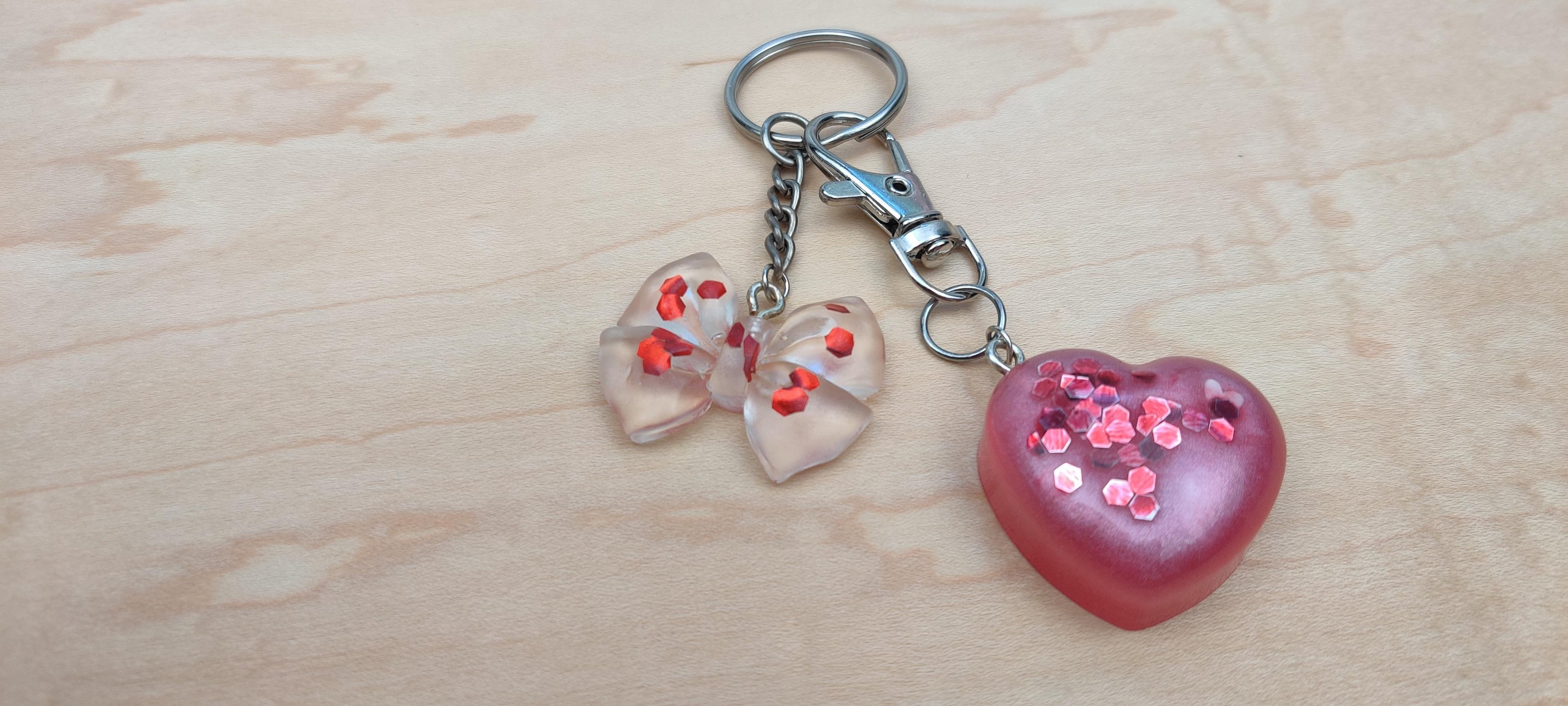 Red Heart and Bow Charm Keychain