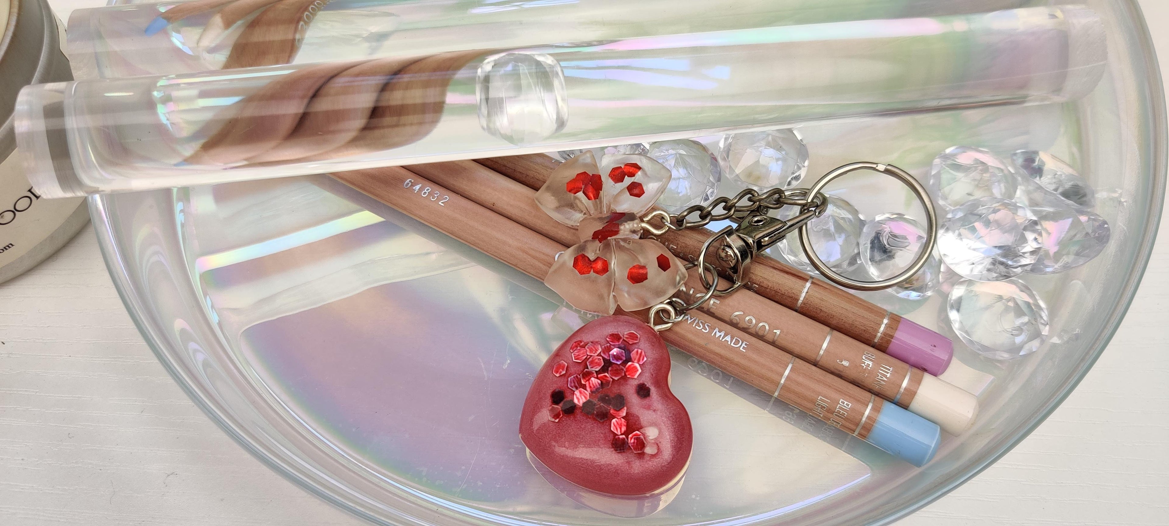 Red Heart and Bow Charm Keychain