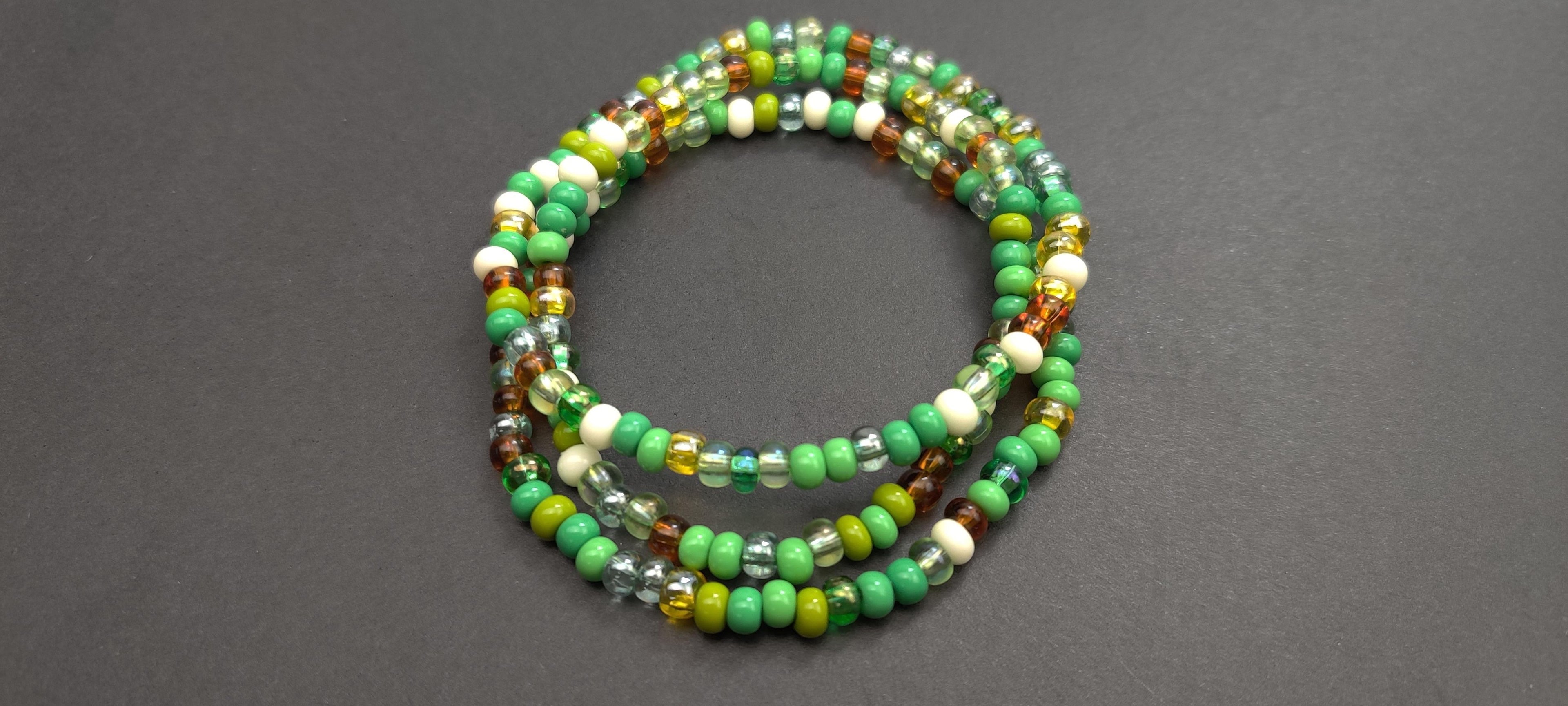 Three Bracelets in Shades of Greens and Browns