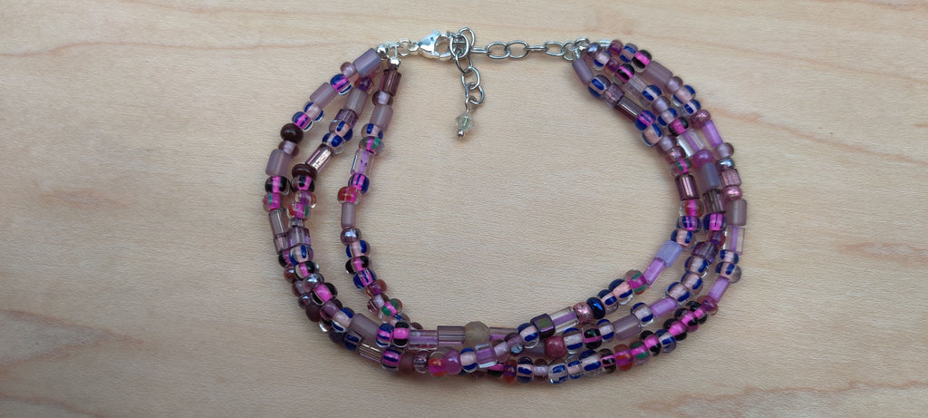 Three Strand Bracelet with Purple Beads