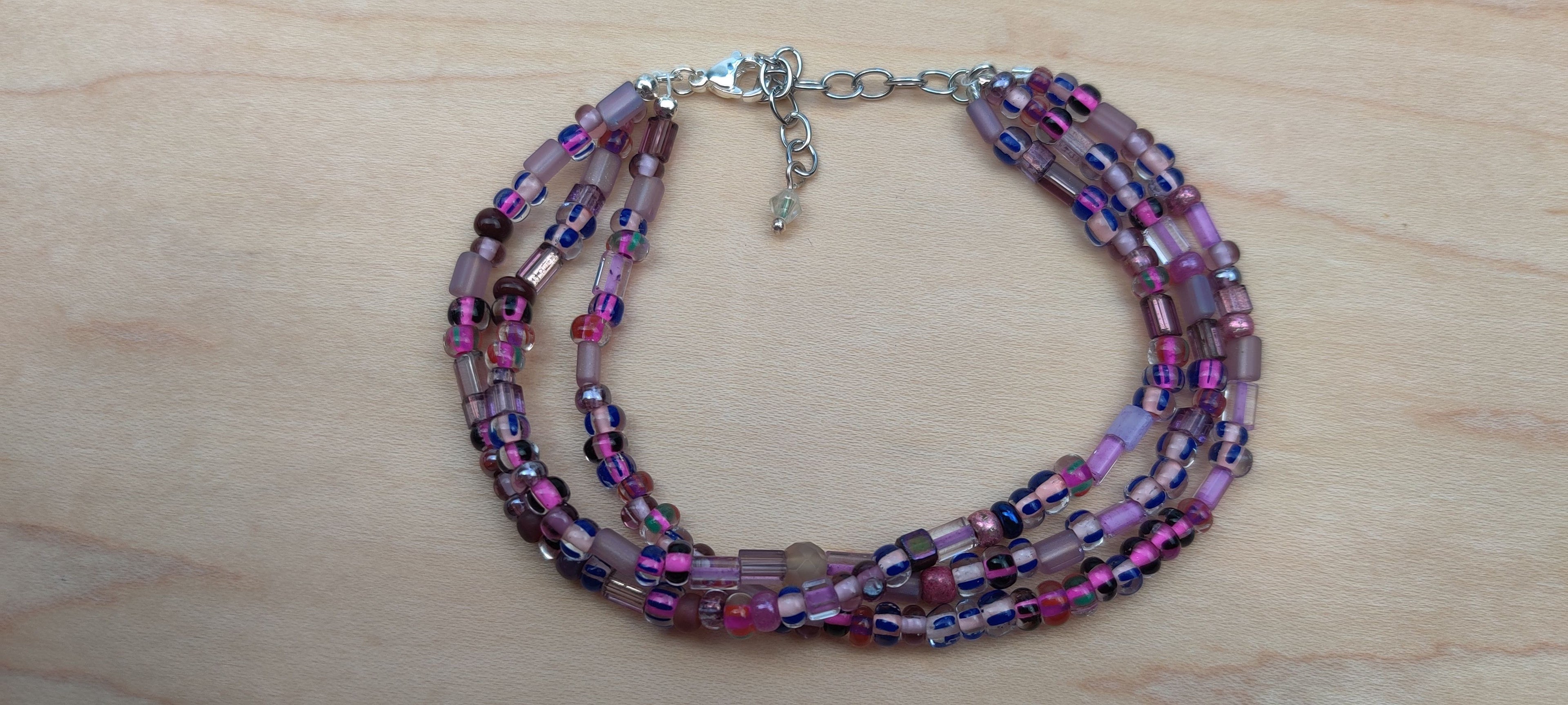 Three Strand Bracelet with Purple Beads