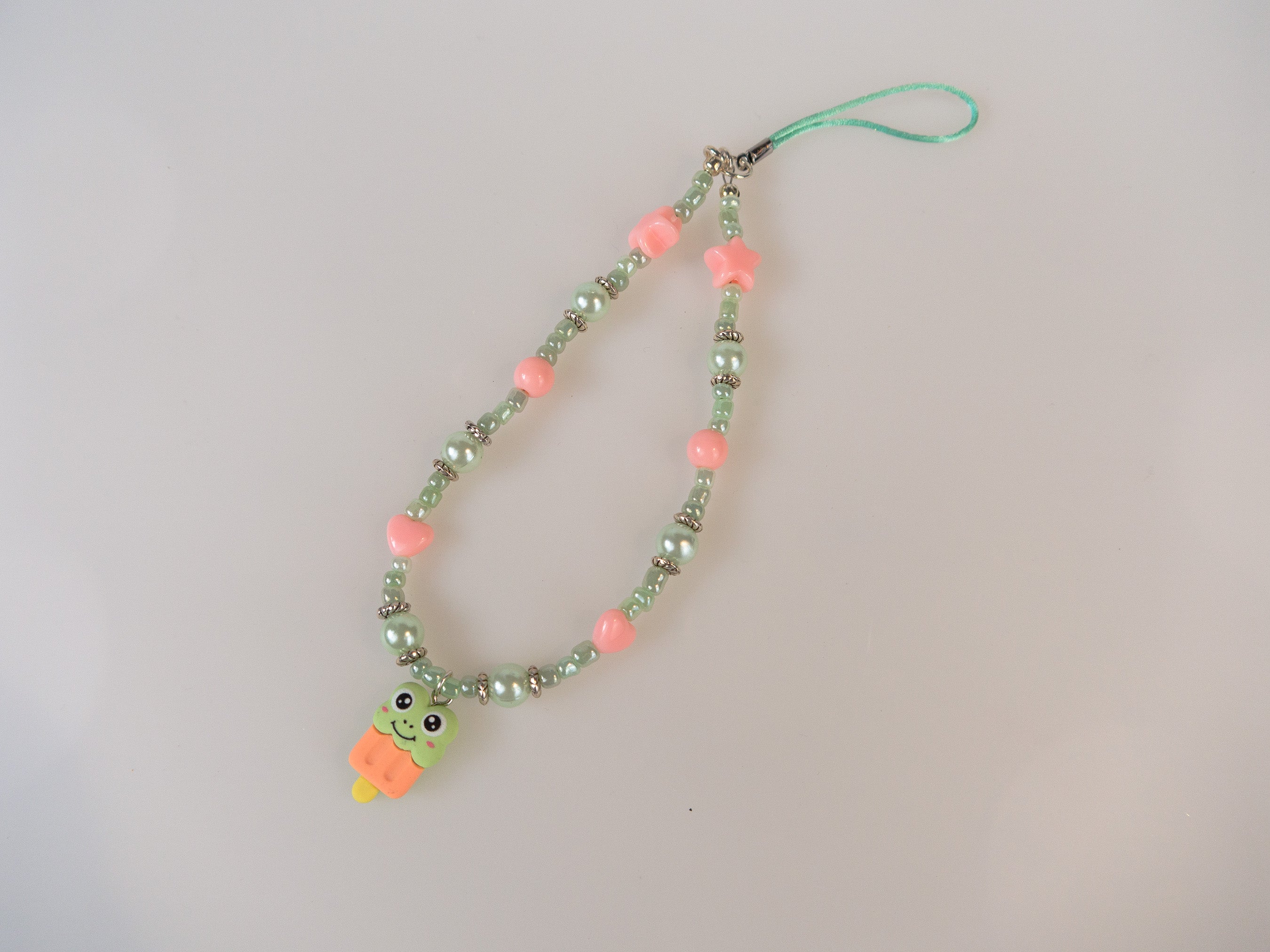 Kawaii Animals, bunny, popsicles, teddy bear charms, Phone Holder Lanyard Strap Acrylic Beads