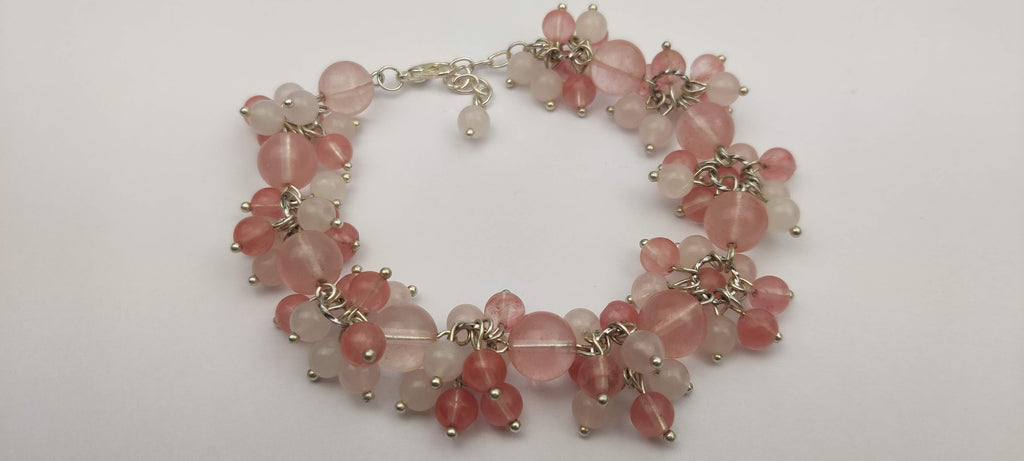 Natural Rose Quartz Beads Loaded on Chain Bracelet
