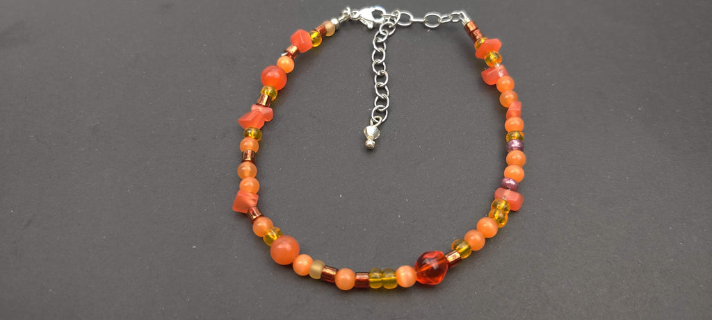Orange Glass Beads Bracelet