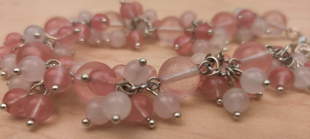 Natural Rose Quartz Beads Loaded on Chain Bracelet