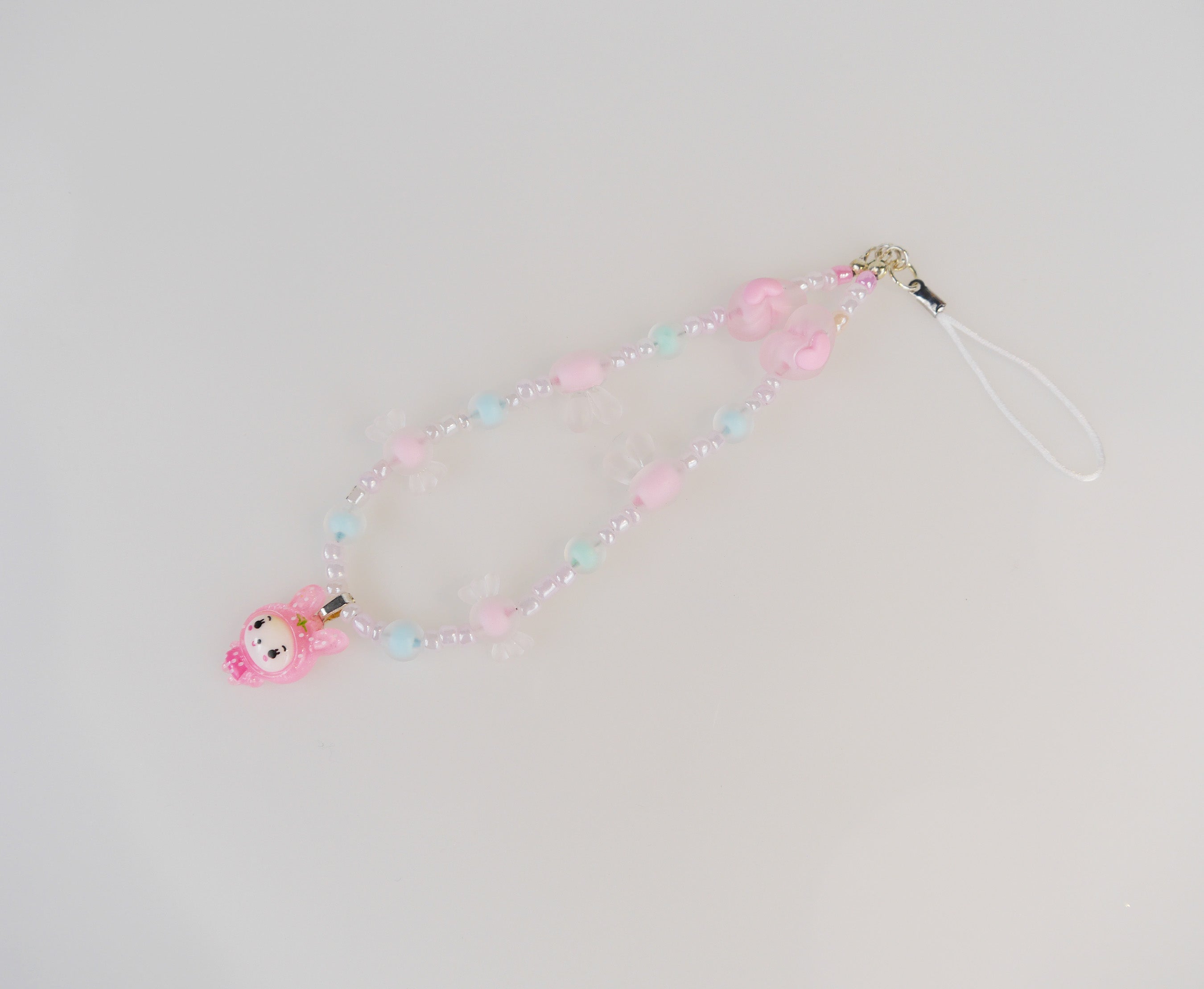 Kawaii Animals, bunny, popsicles, teddy bear charms, Phone Holder Lanyard Strap Acrylic Beads