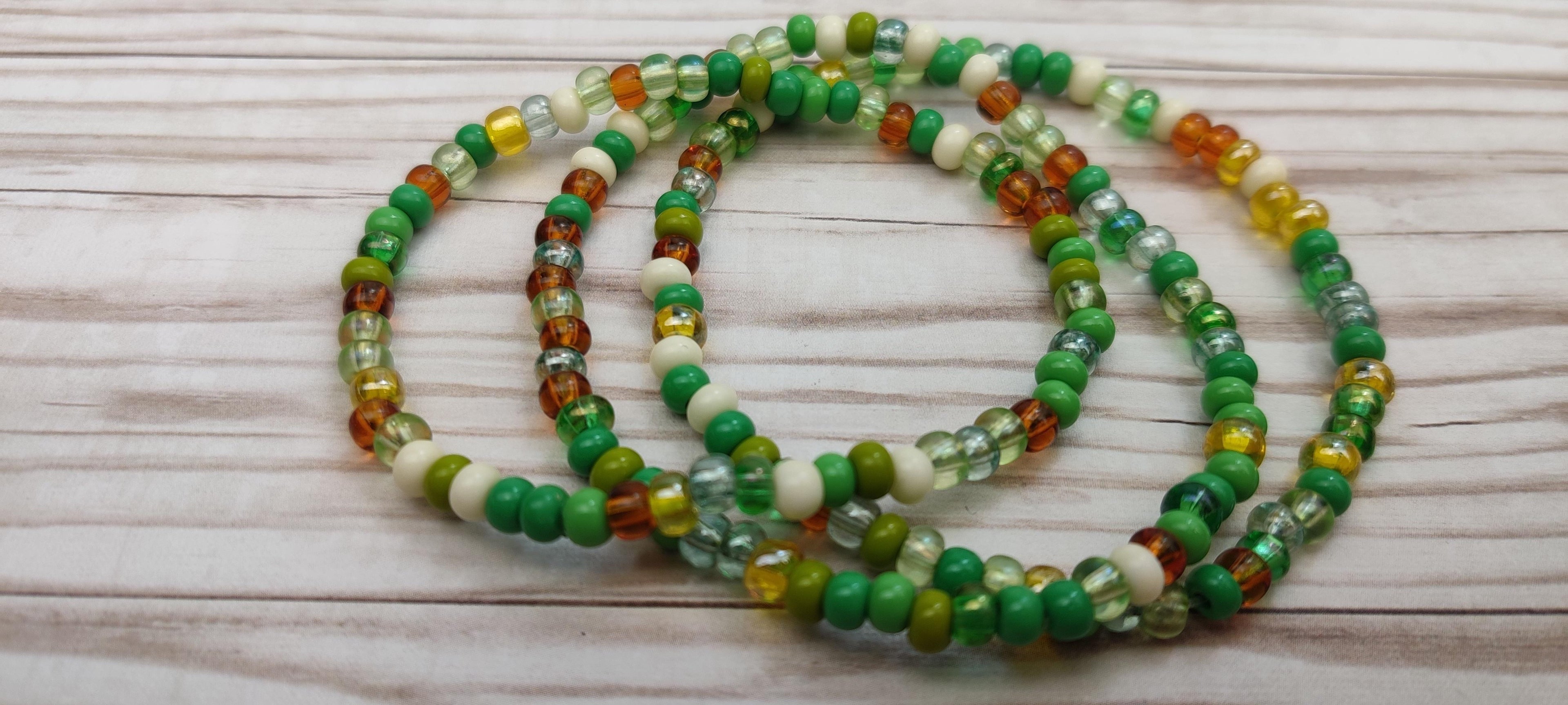 Three Bracelets in Shades of Greens and Browns