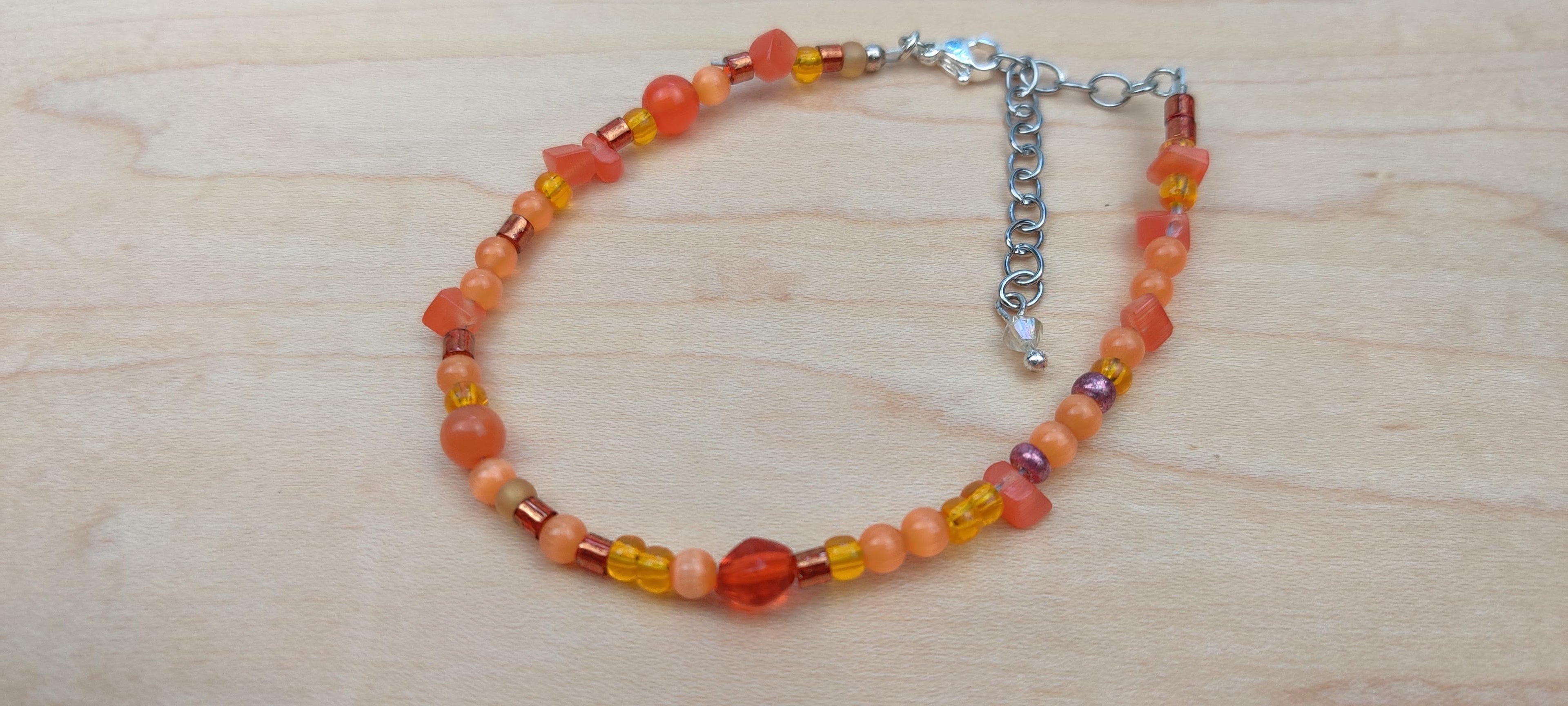 Orange Glass Beads Bracelet