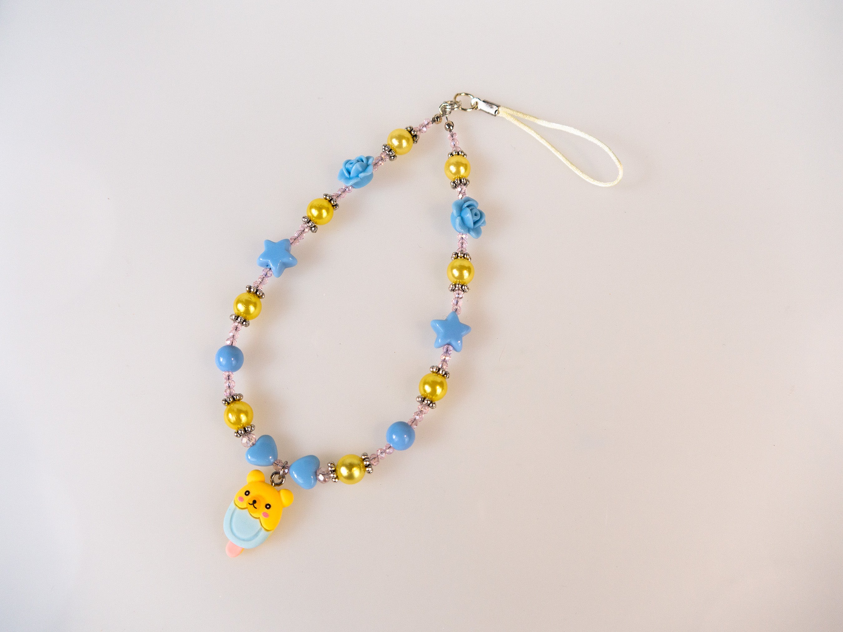 Kawaii Animals, bunny, popsicles, teddy bear charms, Phone Holder Lanyard Strap Acrylic Beads
