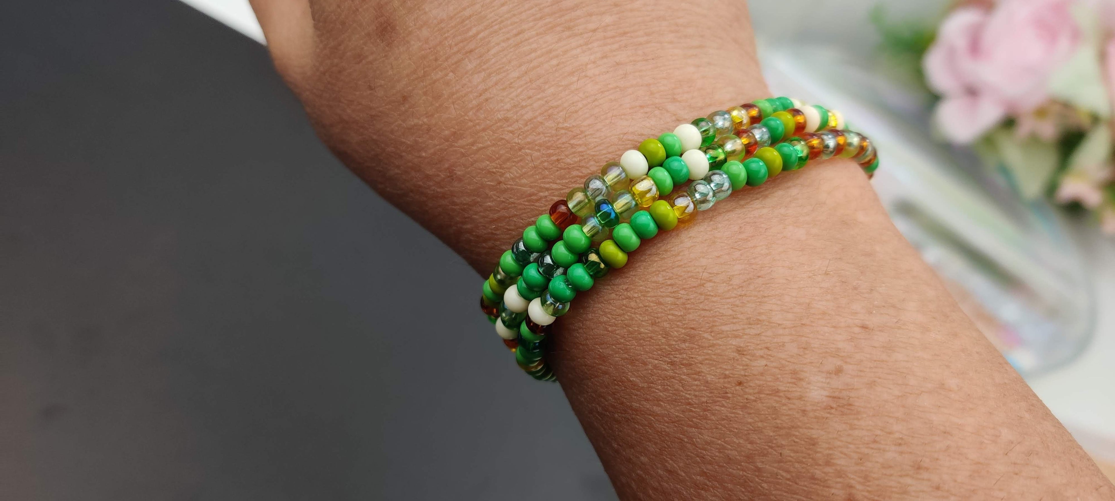 Three Bracelets in Shades of Greens and Browns